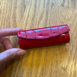 Vintage Eel skin Lipstick Case Red With Mirror